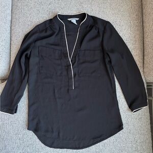 H&M Black Button Down Shirt with White Trim